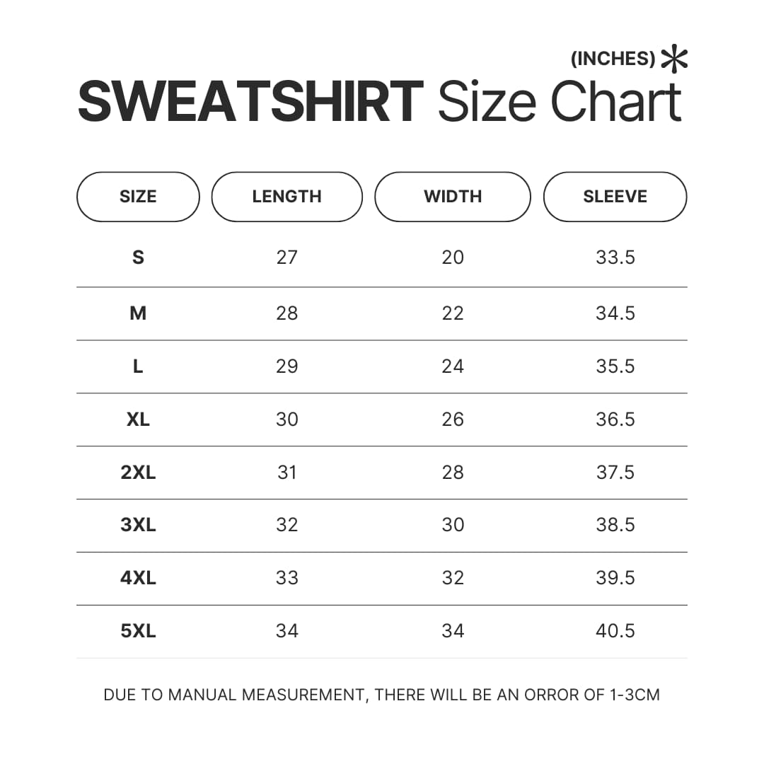 Sweatshirt Size Chart - Laufey Merch