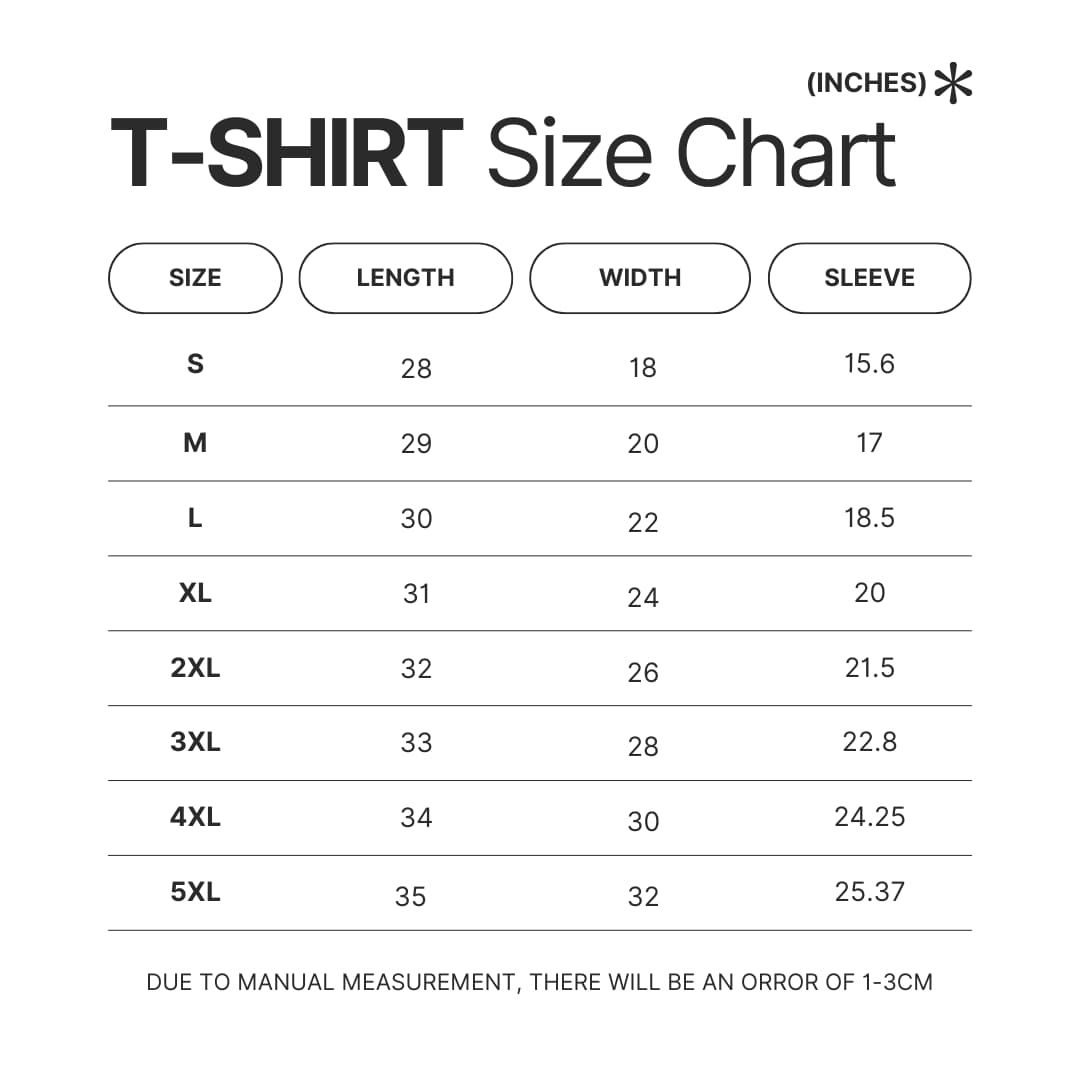 T shirt Size Chart - Laufey Merch